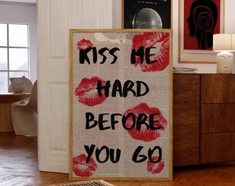 Kiss Me Hard Lips Poster: 70s Retro Red Wall Art (Digital Download)