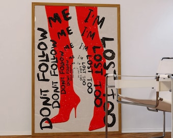 Red Shoes Poster: 70s Psychedelic Typography Wall Art