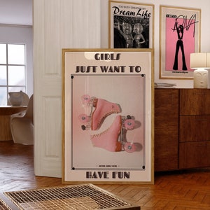 70s Retro Roller Skate Print: Pink Psychedelic Y2K Art (Digital Download)