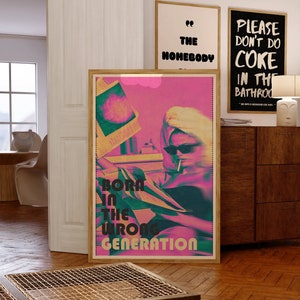 Retro Woman Poster, Pink Wall Art, 70s Psychedelic, Funky Wall Decor, Y2k Digital Print, Aesthetic Art, 70s Retro Print, 60s Vintage Decor