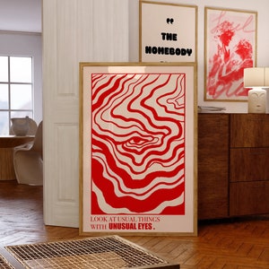 Póster de afirmación, póster de los años 70, arte mural rojo, arte mural de moda, impresión hippie, póster vintage, decoración de habitación psicodélica, impresión retro, póster de ojos