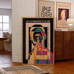 Arte psicodélico, arte de los años 70, don espiritual, impresión de aura, póster psicodélico, impresión hippie, póster vintage, decoración de habitación psicodélica, arte de pared retro