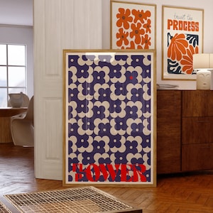 70er Retro Poster, Y2k Digitaldruck, 70er Jahre Psychedelisch, Funky Wand dekor, Ästhetische Kunst, Blumen Muster Druck, Vintage Dekor, 80er 70er 60er Kunst