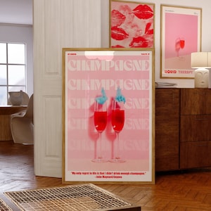 Champagne Poster: 70s Retro Bar Print (Digital Download)