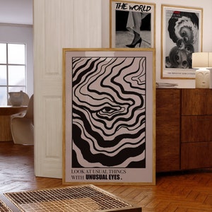 Póster de afirmación, póster de los años 70, arte de pared negro, arte de pared psicodélico, impresión hippie, póster vintage, arte psicodélico, impresión retro, póster de ojos