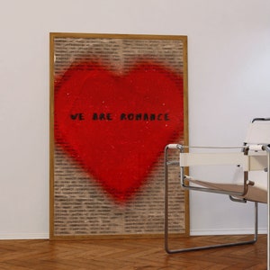 Cartel de amor, regalo del día de San Valentín, cartel de los años 70, arte de la pared roja, arte psicodélico, arte estético, impresión de alma gemela, cartel de carta de amor, impresión de moda