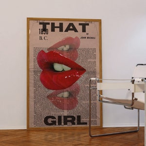 Cartel de la revista Vogue, impresión de pared de los años 70, arte de la pared roja, cartel del periódico, cartel de la casa de verano, arte psicodélico, impresión retro, arte de la pared trippy