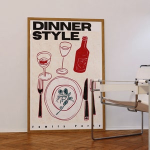 70s Dinner Party Print: Retro Kitchen Wall Art