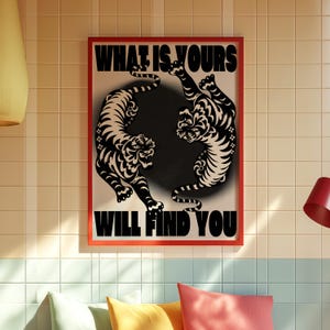 Affirmation Poster, Black Wall Art, Trendy Wall Art, Tiger Poster, Vintage Wall Decor, Psychedelic Wall Art, Y2K Apartment Poster, Aesthetic Wall Art, Dopamine Decor, Trippy Art Print, 70s Print, Retro Wall Art, Bedroom Wall Decor, Livingroom Decor