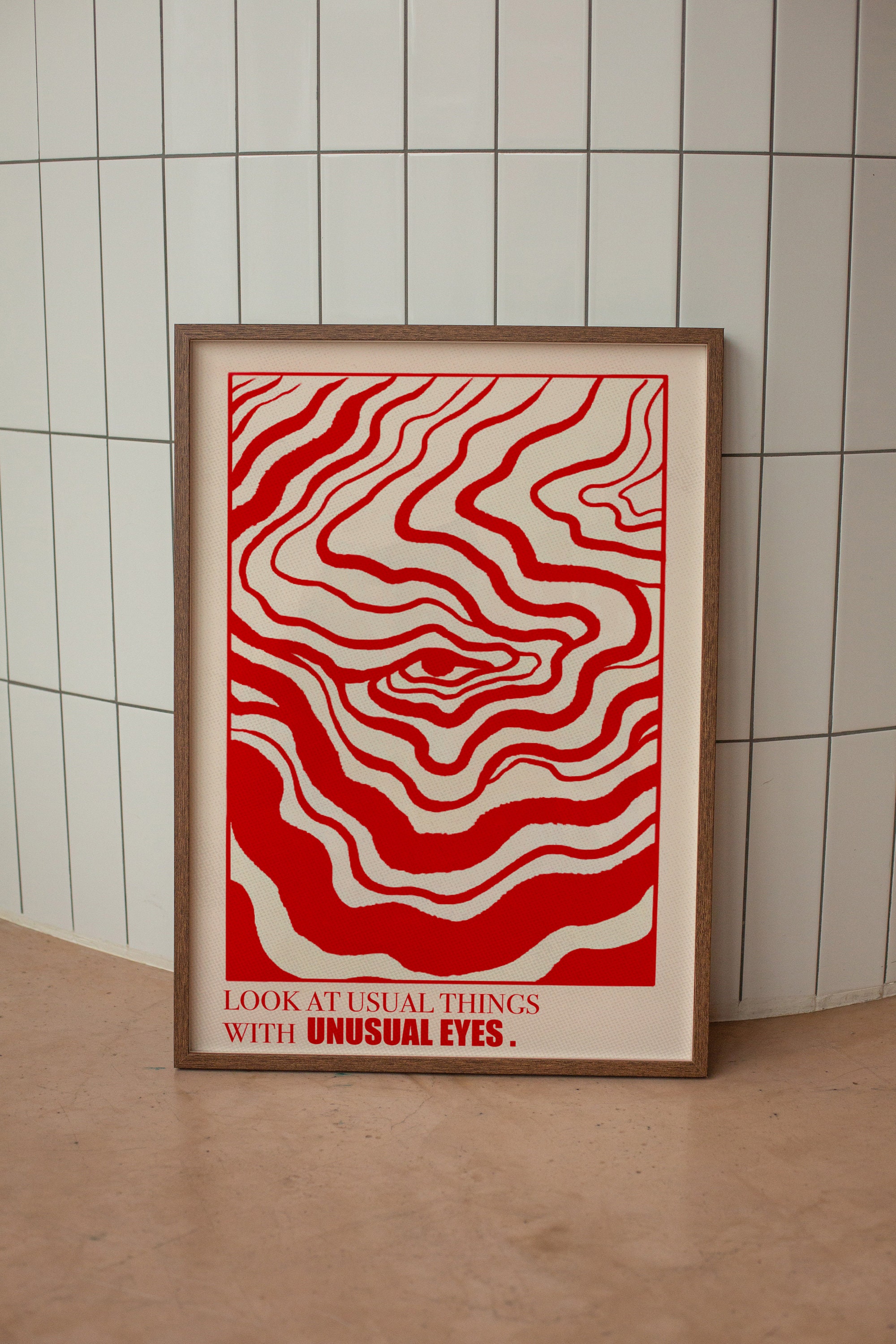 サイケデリック・アイ・ポスター：70年代風レトロレッドウォールアート