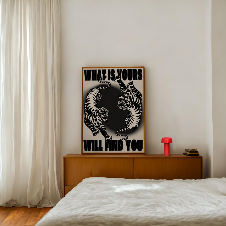 Affirmation Poster, Black Wall Art, Trendy Wall Art, Tiger Poster, Vintage Wall Decor, Psychedelic Wall Art, Y2K Apartment Poster, Aesthetic Wall Art, Dopamine Decor, Trippy Art Print, 70s Print, Retro Wall Art, Bedroom Wall Decor, Livingroom Decor