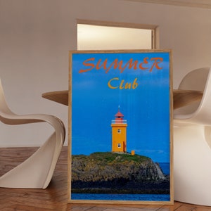 Vogue Magazine Poster, 70s Poster, Blue Wall Art, Trendy Poster, Lighthouse Print, Vintage Poster, Psychedelic Wall Art, Y2K Poster, Summer Poster, Preppy Wall Print, Minimalist Wall Art, Trippy Wall Art, 70s Wall Art, 60s Poster, Retro Wall Art