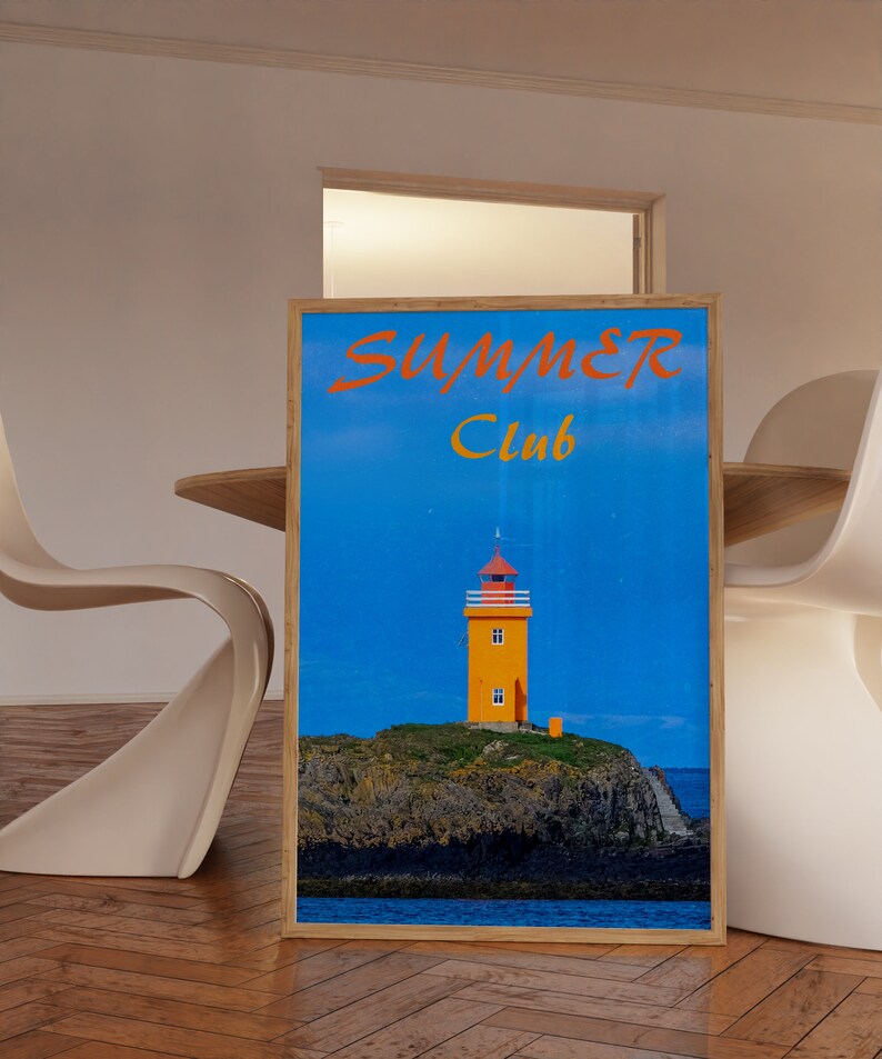 Vogue Magazine Poster, 70s Poster, Blue Wall Art, Trendy Poster, Lighthouse Print, Vintage Poster, Psychedelic Wall Art, Y2K Poster, Summer Poster, Preppy Wall Print, Minimalist Wall Art, Trippy Wall Art, 70s Wall Art, 60s Poster, Retro Wall Art
