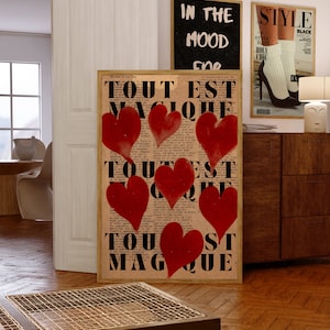 Love Poster, Retro Wall Art, 70s Print, Vintage Wall Decor, Red Wall Art, Aesthetic Print, Trendy Wall Art, Love Letter Poster, Y2k Apartment Decor, Soulmate Print, Trippy Wall Art, Aura Poster, French Quote Print, Printable Art, Psychedelic Wall Art