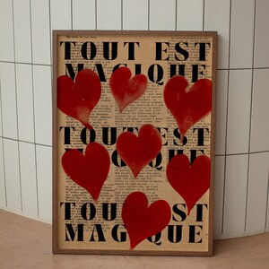 Love Poster, Retro Wall Art, 70s Print, Vintage Wall Decor, Red Wall Art, Aesthetic Print, Trendy Wall Art, Love Letter Poster, Y2k Apartment Decor, Soulmate Print, Trippy Wall Art, Aura Poster, French Quote Print, Printable Art, Psychedelic Wall Art