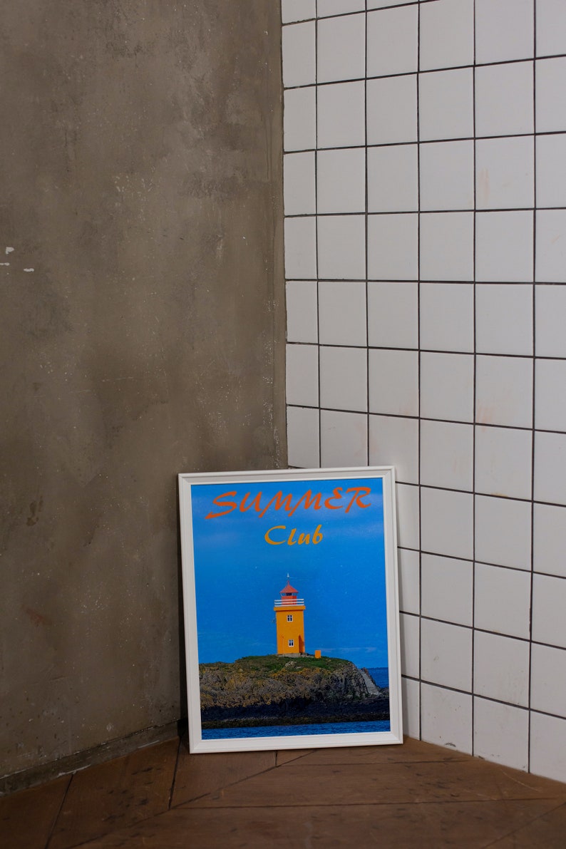 Vogue Magazine Poster, 70s Poster, Blue Wall Art, Trendy Poster, Lighthouse Print, Vintage Poster, Psychedelic Wall Art, Y2K Poster, Summer Poster, Preppy Wall Print, Minimalist Wall Art, Trippy Wall Art, 70s Wall Art, 60s Poster, Retro Wall Art