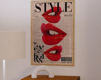 レッドリップス誌のプリント：70年代のレトロなヴォーグスタイル