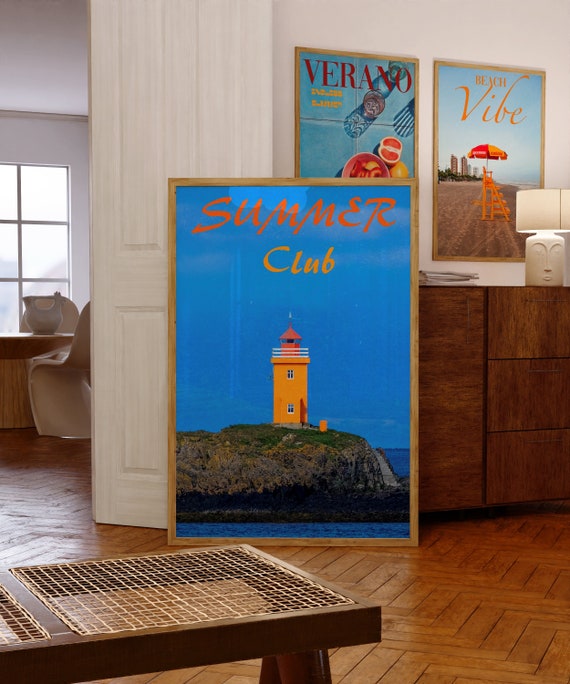 Lighthouse Summer Poster: 70s Retro Wall Art (Digital Download)