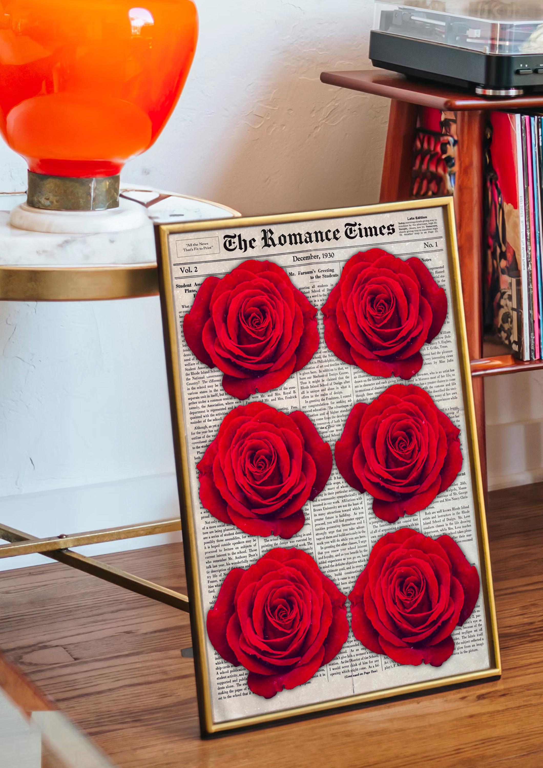 Red Rose Newspaper Poster: Retro Vogue Room Decor - Etsy