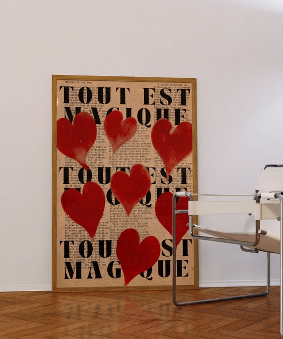 Retro Love Poster: 70s French Quote Print (Digital Download)