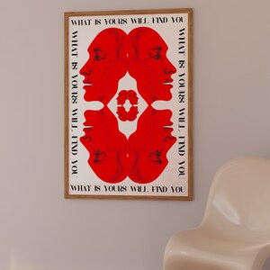 Affirmation Poster, Newspaper Poster, Red Wall Art, Trendy Wall Art, Hippie Print, Vintage Poster, Psychedelic Wall Art, Y2K Apartment Poster, Preppy Wall Print, Minimalist Wall Art, Red Lips Print, Trippy Art, 70s Print, Vogue Poster, Retro Art