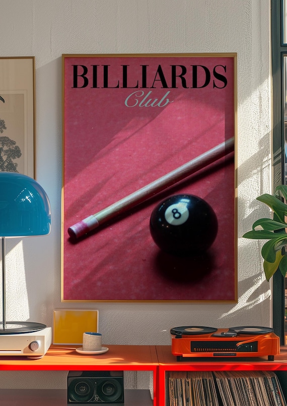 8 Ball Print, Retro Billiards Wall Art, Lucky You Poster