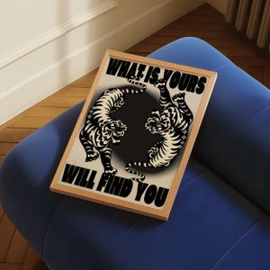 Affirmation Poster, Black Wall Art, Trendy Wall Art, Tiger Poster, Vintage Wall Decor, Psychedelic Wall Art, Y2K Apartment Poster, Aesthetic Wall Art, Dopamine Decor, Trippy Art Print, 70s Print, Retro Wall Art, Bedroom Wall Decor, Livingroom Decor