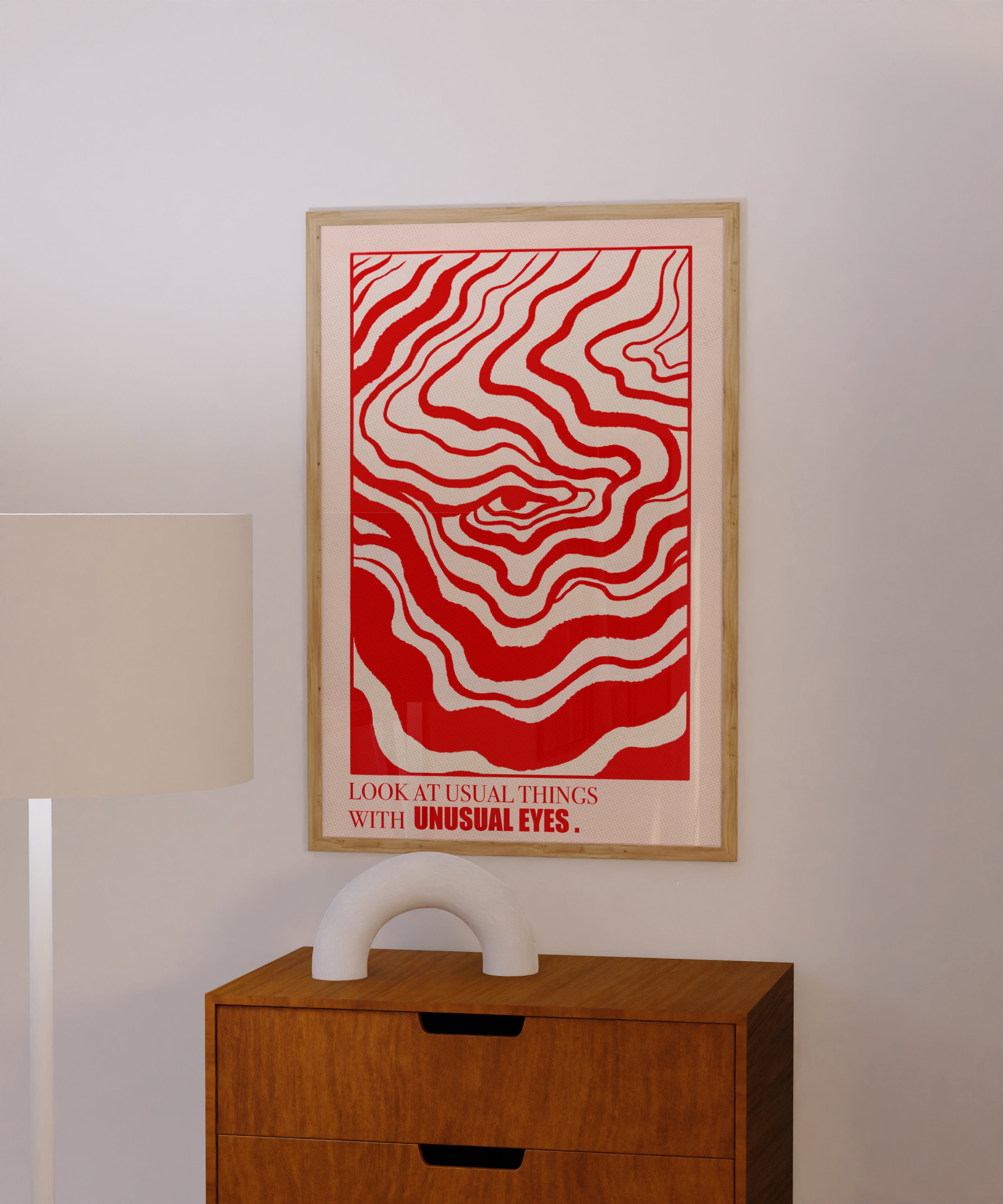 サイケデリック・アイ・ポスター：70年代風レトロレッドウォールアート