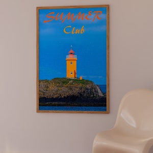 Vogue Magazine Poster, 70s Poster, Blue Wall Art, Trendy Poster, Lighthouse Print, Vintage Poster, Psychedelic Wall Art, Y2K Poster, Summer Poster, Preppy Wall Print, Minimalist Wall Art, Trippy Wall Art, 70s Wall Art, 60s Poster, Retro Wall Art