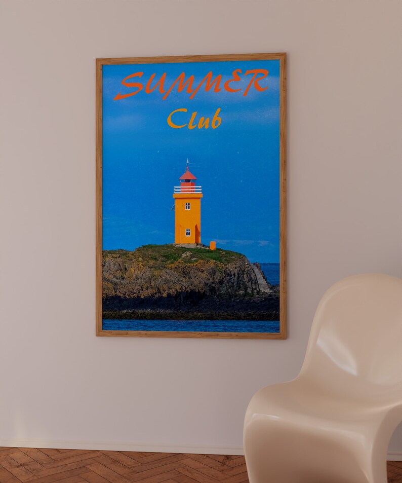 Vogue Magazine Poster, 70s Poster, Blue Wall Art, Trendy Poster, Lighthouse Print, Vintage Poster, Psychedelic Wall Art, Y2K Poster, Summer Poster, Preppy Wall Print, Minimalist Wall Art, Trippy Wall Art, 70s Wall Art, 60s Poster, Retro Wall Art