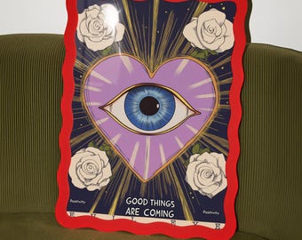 Mystical Evil Eye Heart Art Print: Boho Protection Poster (Digital Download)