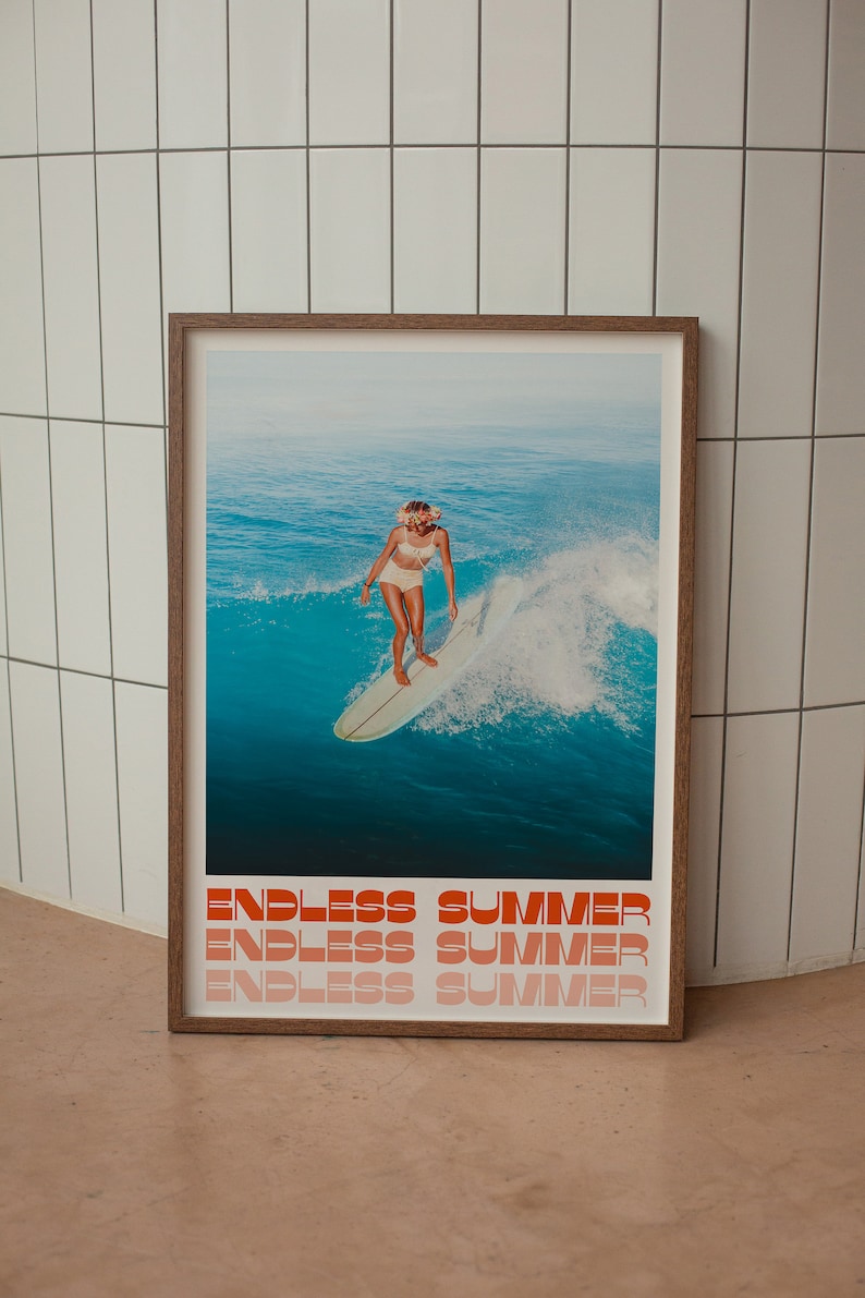 Beach Poster, Summer House Print, Trendy Wall Art, Hippie Print, Vintage Poster, Psychedelic Art, Retro Print, Trippy Poster, Minimalist Wall Art, Dorm Room Decor, Trippy Wall Art, 70s Wall Art, Red Wall Art, Surfing Poster, Tropical Print