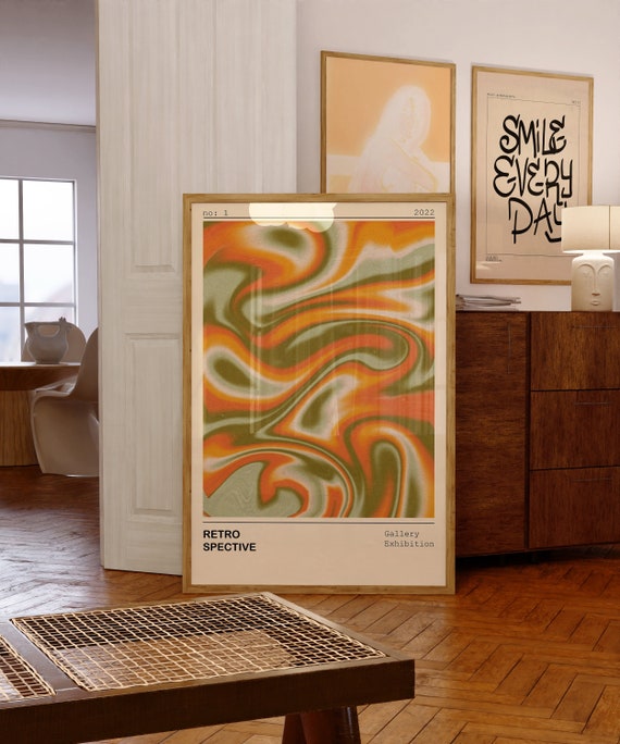 70s Retro Swirl Print, Funky Psychedelic Wall Art (Digital Download)