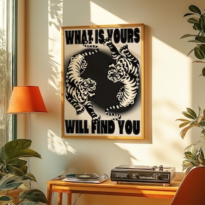 Affirmation Poster, Black Wall Art, Trendy Wall Art, Tiger Poster, Vintage Wall Decor, Psychedelic Wall Art, Y2K Apartment Poster, Aesthetic Wall Art, Dopamine Decor, Trippy Art Print, 70s Print, Retro Wall Art, Bedroom Wall Decor, Livingroom Decor