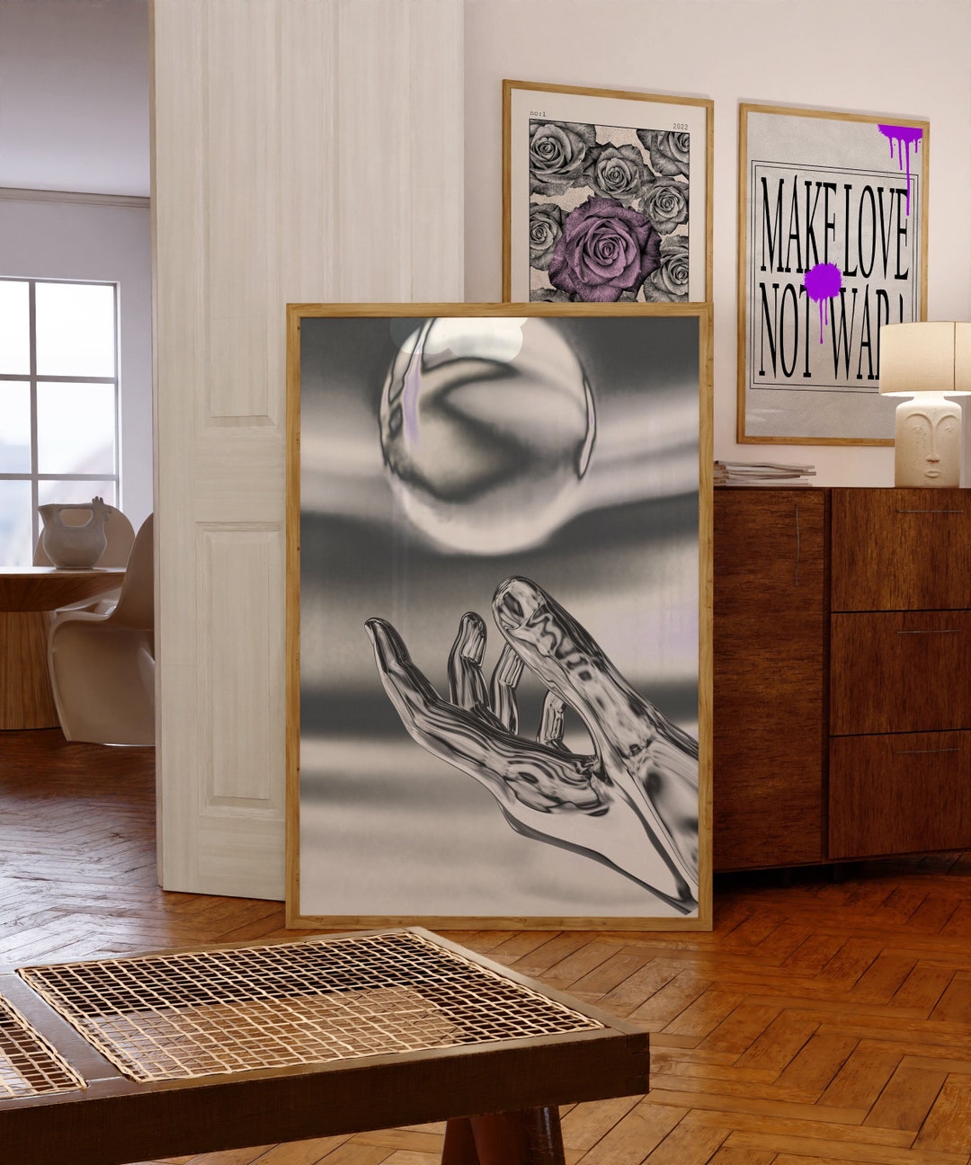 Gadient Wall Art, 70s Art, Black and Grey Art, Psychedelic Art