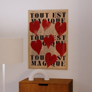 Love Poster, Retro Wall Art, 70s Print, Vintage Wall Decor, Red Wall Art, Aesthetic Print, Trendy Wall Art, Love Letter Poster, Y2k Apartment Decor, Soulmate Print, Trippy Wall Art, Aura Poster, French Quote Print, Printable Art, Psychedelic Wall Art
