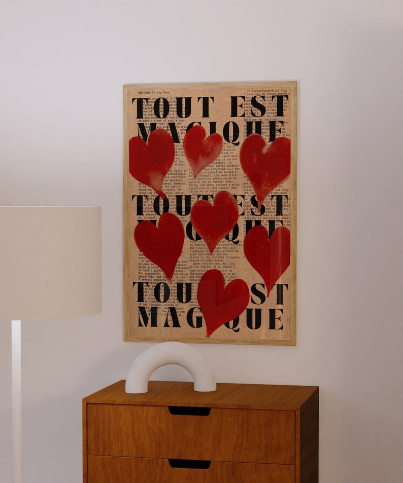 Love Poster, Retro Wall Art, 70s Print, Vintage Wall Decor, Red Wall Art, Aesthetic Print, Trendy Wall Art, Love Letter Poster, Y2k Apartment Decor, Soulmate Print, Trippy Wall Art, Aura Poster, French Quote Print, Printable Art, Psychedelic Wall Art