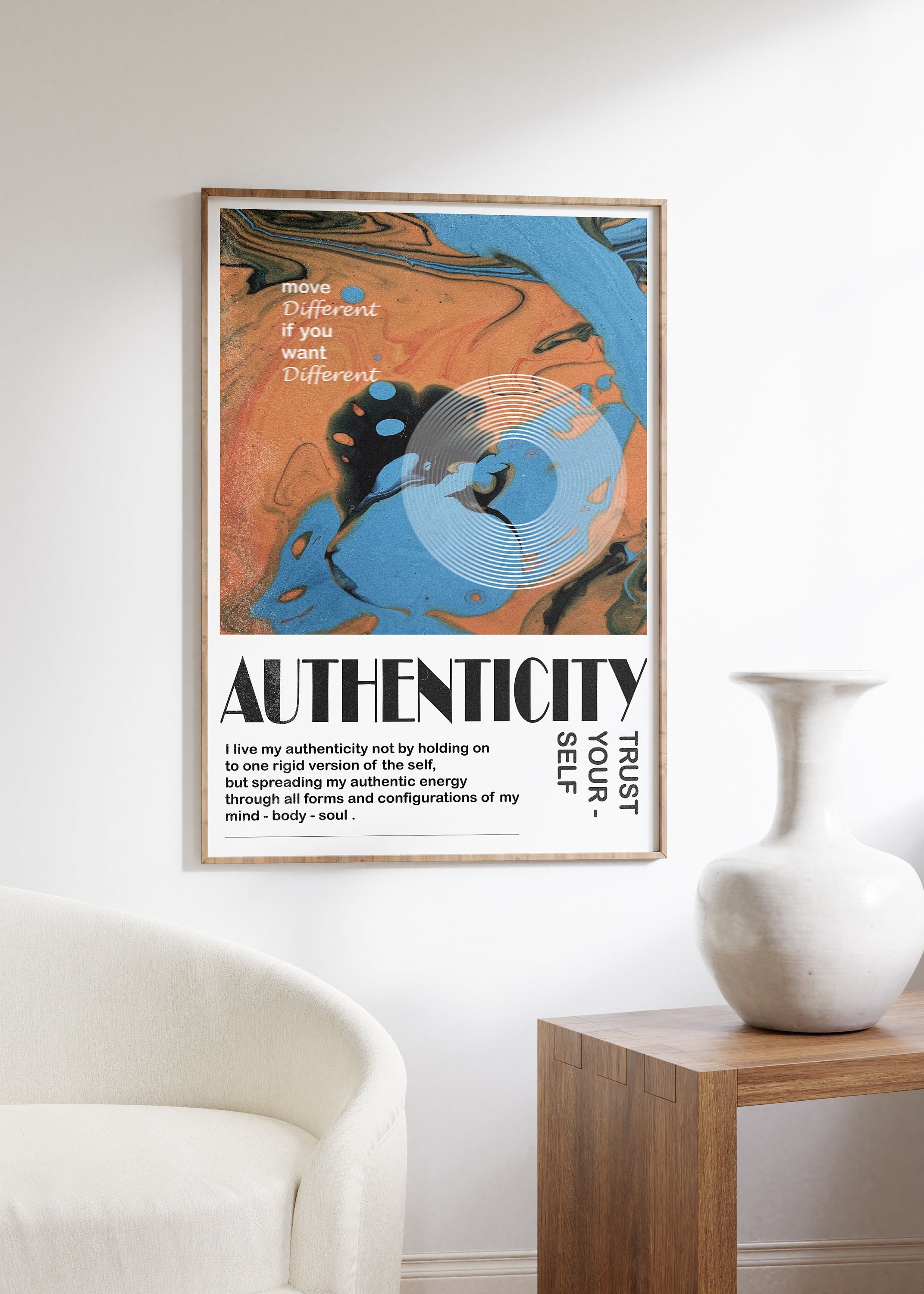 Trendy Wall Art, 70s Wall Art, Retro Poster, Aesthetic Dorm Decor, Gradient Poster, Authenticity Art , Psychedelic Home Decor, Y2K Print
