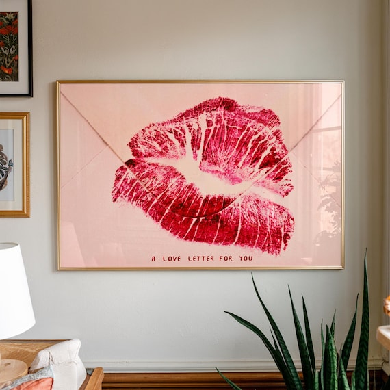 Love Letter Kiss Print, Red Kitsch Wall Art (digital Print) - Etsy