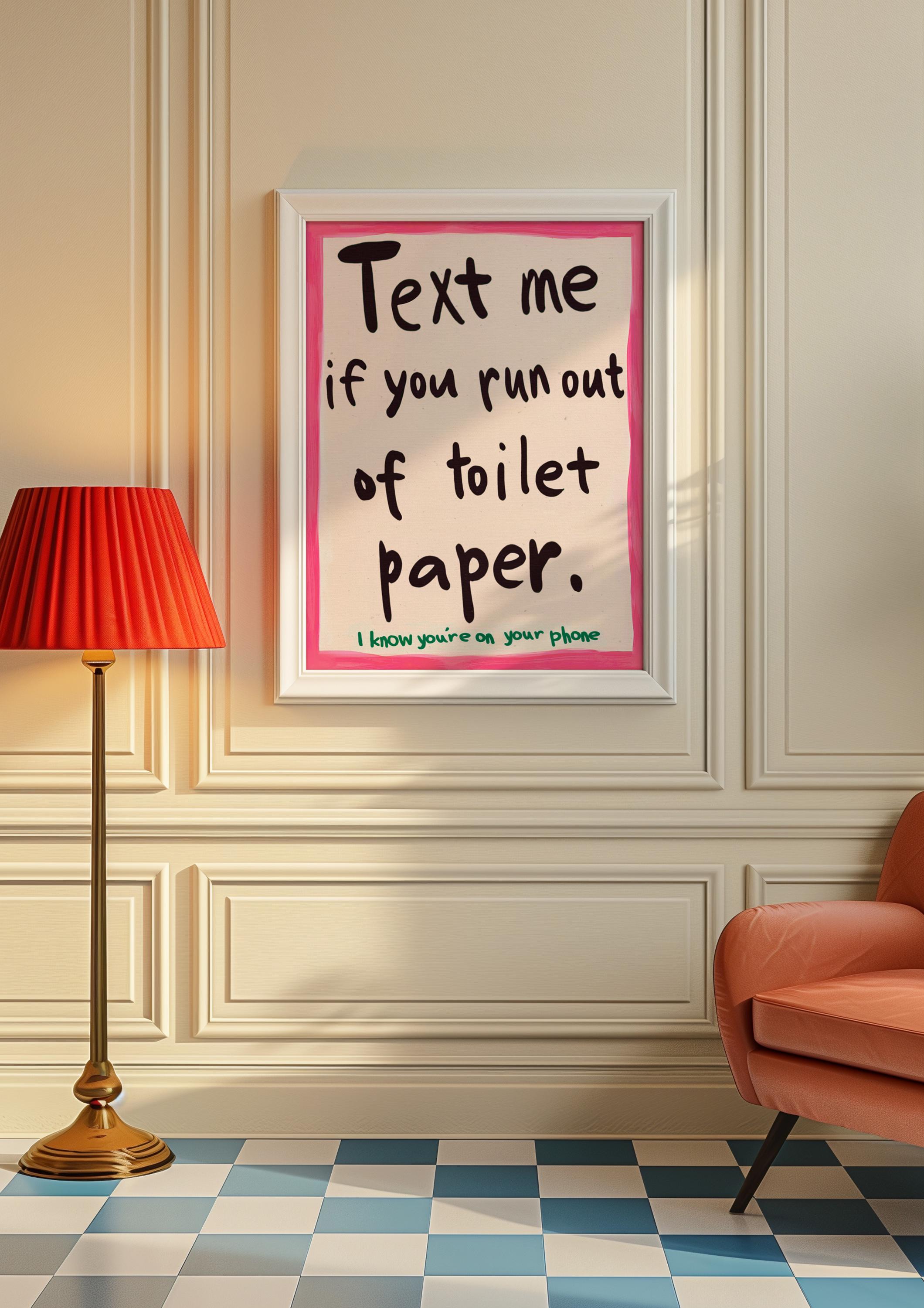 Cartello In Legno Per Bagno Umoristico – Text Me If You Run Out Of Toilet Paper – Targa Rustica 20x25 Cm Con Spago, Decorazione Parete - copertina