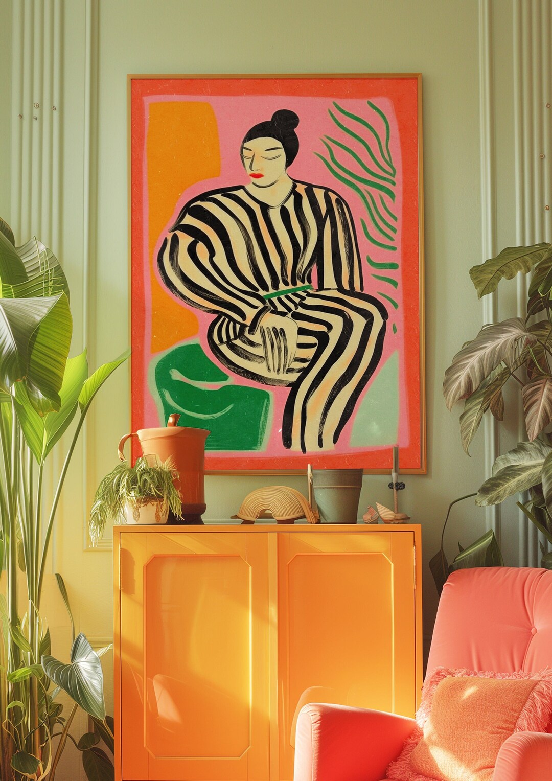 70s Retro Art Print, Orange Wall Decor (digital Download) - Etsy
