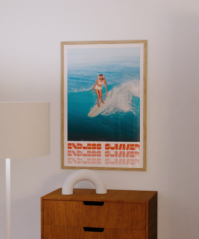 Beach Poster, Summer House Print, Trendy Wall Art, Hippie Print, Vintage Poster, Psychedelic Art, Retro Print, Trippy Poster, Minimalist Wall Art, Dorm Room Decor, Trippy Wall Art, 70s Wall Art, Red Wall Art, Surfing Poster, Tropical Print