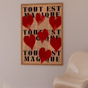 Love Poster, Retro Wall Art, 70s Print, Vintage Wall Decor, Red Wall Art, Aesthetic Print, Trendy Wall Art, Love Letter Poster, Y2k Apartment Decor, Soulmate Print, Trippy Wall Art, Aura Poster, French Quote Print, Printable Art, Psychedelic Wall Art