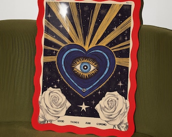 Evil Eye Heart Print: Mystical Boho Wall Art (Digital Download)