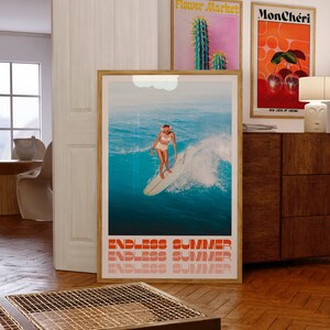 Beach Poster, Summer House Print, Trendy Wall Art, Hippie Print, Vintage Poster, Psychedelic Art, Retro Print, Trippy Poster, Minimalist Wall Art, Dorm Room Decor, Trippy Wall Art, 70s Wall Art, Red Wall Art, Surfing Poster, Tropical Print