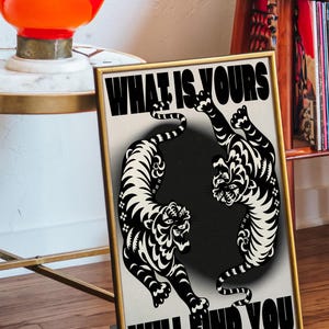 Affirmation Poster, Black Wall Art, Trendy Wall Art, Tiger Poster, Vintage Wall Decor, Psychedelic Wall Art, Y2K Apartment Poster, Aesthetic Wall Art, Dopamine Decor, Trippy Art Print, 70s Print, Retro Wall Art, Bedroom Wall Decor, Livingroom Decor