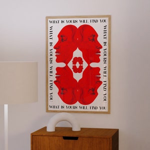 Affirmation Poster, Newspaper Poster, Red Wall Art, Trendy Wall Art, Hippie Print, Vintage Poster, Psychedelic Wall Art, Y2K Apartment Poster, Preppy Wall Print, Minimalist Wall Art, Red Lips Print, Trippy Art, 70s Print, Vogue Poster, Retro Art