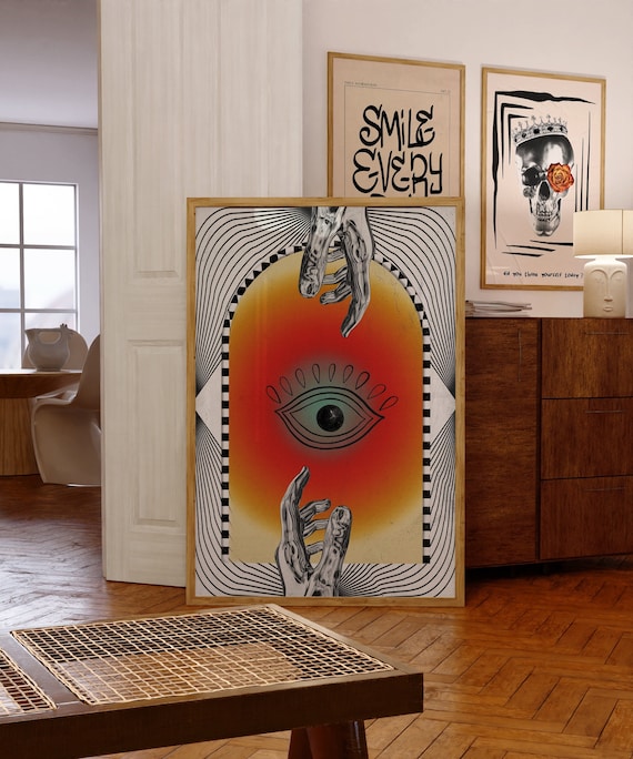 Psychedelic Eye Art Print: 70s Retro Home Decor (Digital Download)
