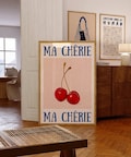Retro Cherry 'Ma Chérie' Poster: 70s Funky Wall Art (Digital Download)