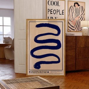 Blue Snake Poster: 70s Retro Art Print (Digital Download)